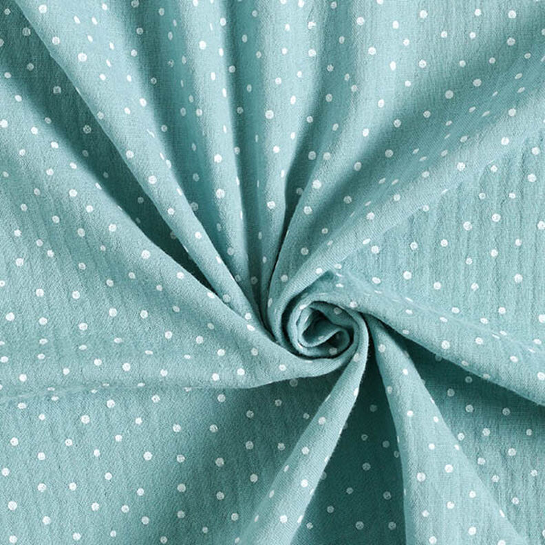 Muslin/Dubbel-krinkelväv prickar – duvblå,  image number 3