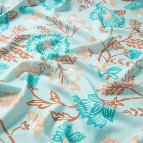 Viskos Voile blommor Tiffany – ljus turkos, 