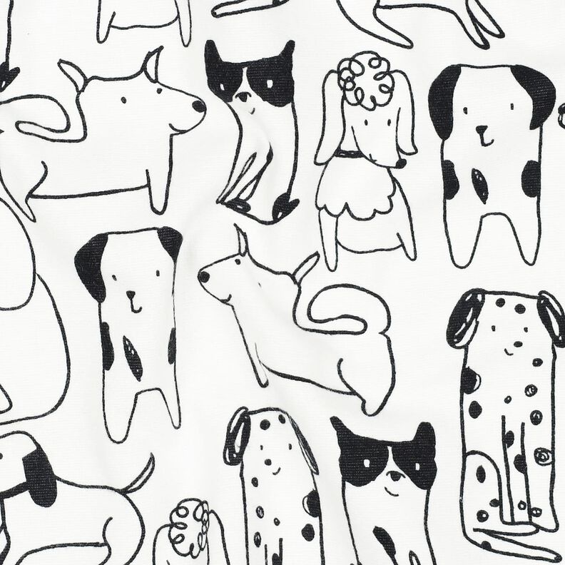 Bomullsflanell hundar | Poppy Fabrics – vit/svart,  image number 2