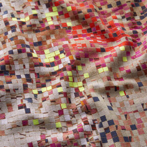GOTS Bomullsjersey Utspridd mosaik | TCC x LOOKS by Wolfgang Joop – rött/mörkbeige, 