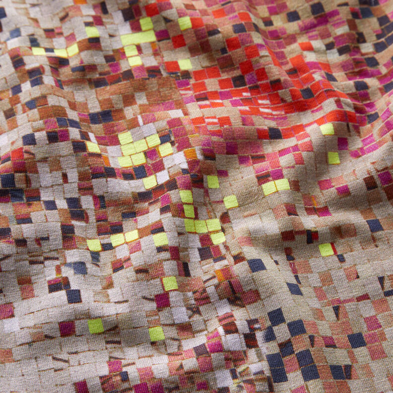 GOTS Bomullsjersey Utspridd mosaik | TCC x LOOKS by Wolfgang Joop – rött/mörkbeige,  image number 3