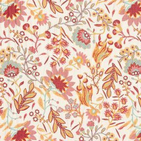 Viskosmix Retroblommor – elfenbensvit/ljus bärfärg, 