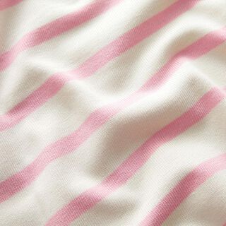Bomullsjersey horisontala ränder – vit/rosa, 