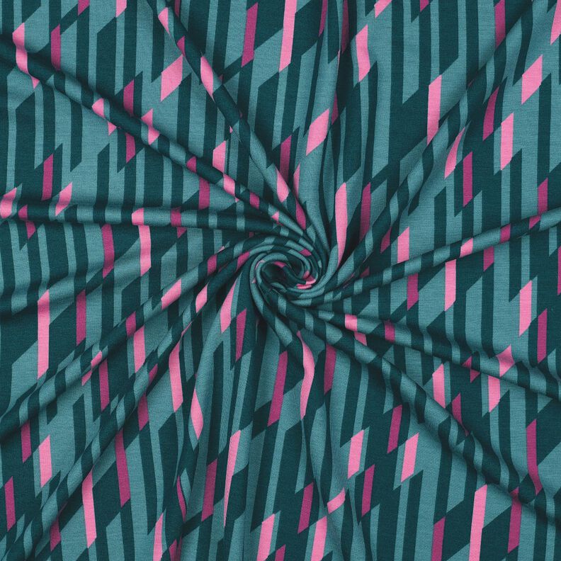 Romanitjersey Abstrakta romber – petrol/rosa,  image number 3