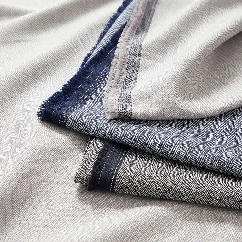 Linne-bomulls-mix Fiskbensmönster – silver,  image number 5