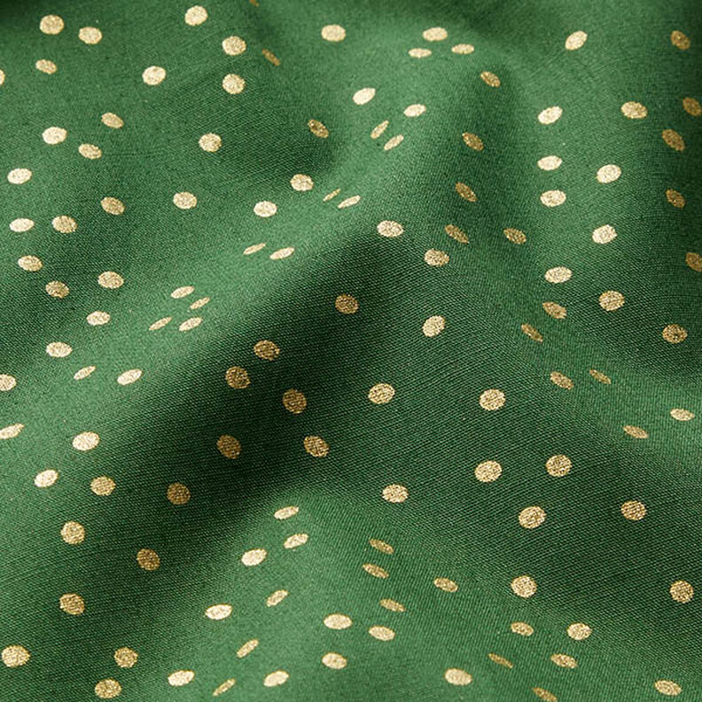 Bomullstyg Poplin fina prickar – grön/guld, image number 2