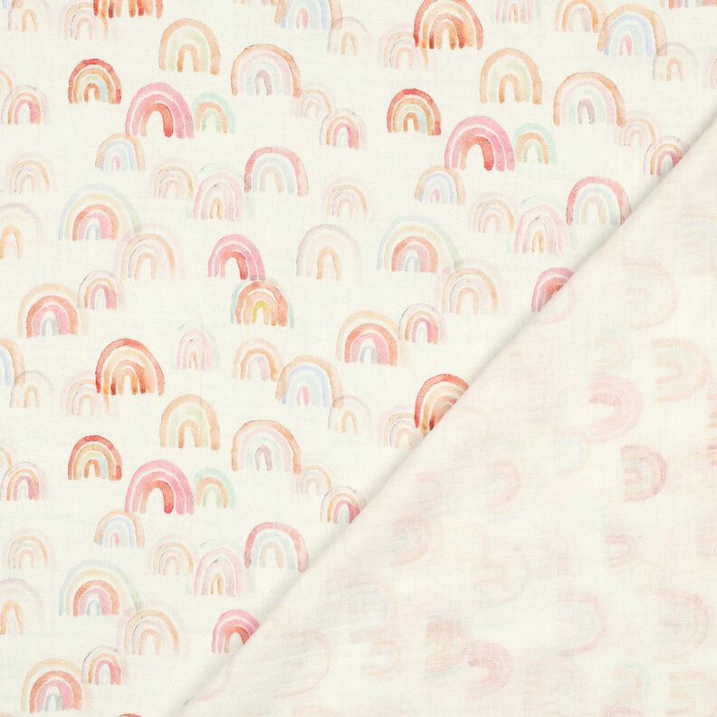 Muslin/Dubbel-krinkelväv Färgglada regnbågar Digitaltryck | Poppy Fabrics – elfenbensvit/lax,  image number 4