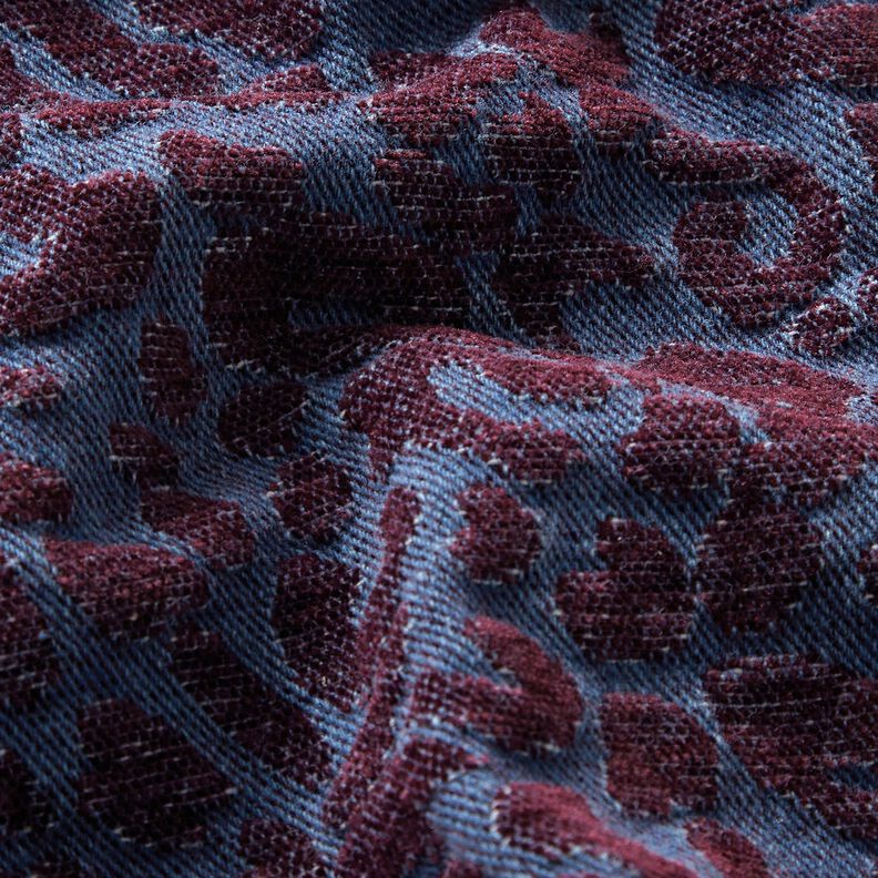 byxtyg i denim-look med leopardmönster – aubergine/jeansblå,  image number 2