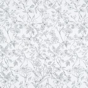 Muslin/Dubbel-krinkelväv Målad blomsteräng – vit/svart, 