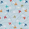 Bomullspoplin Flygplan i himlen – ljusblått,  thumbnail number 1