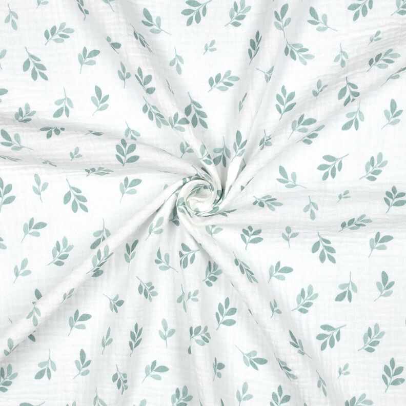 Muslin/Dubbel-krinkelväv kvistar | Poppy Fabrics – vit/vass, image number 3