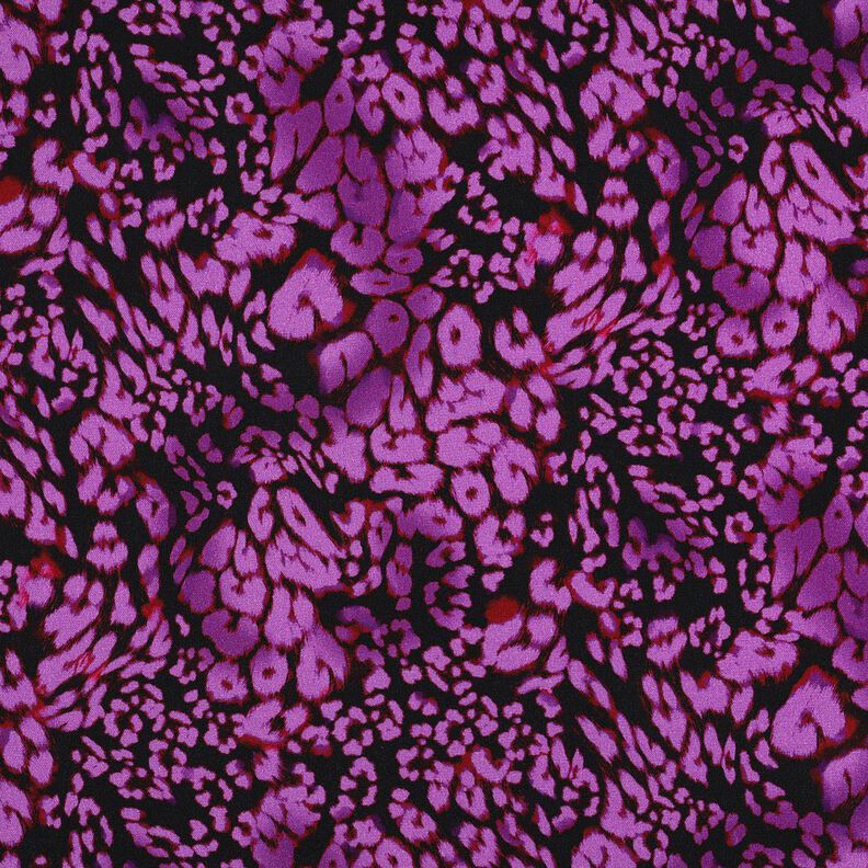 Viskosstretch leopardtryck digitaltryck – svart/rödlila,  image number 1