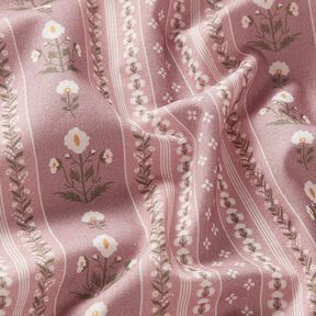 Bomullstyg Poplin blomstergirlanger – gammalt rosa/yllevit, 