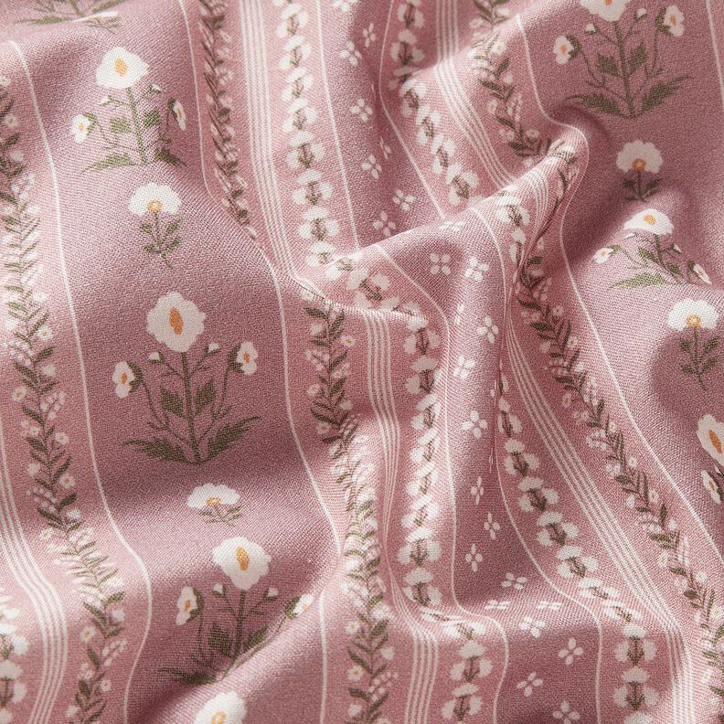 Bomullstyg Poplin blomstergirlanger – gammalt rosa/yllevit, image number 2