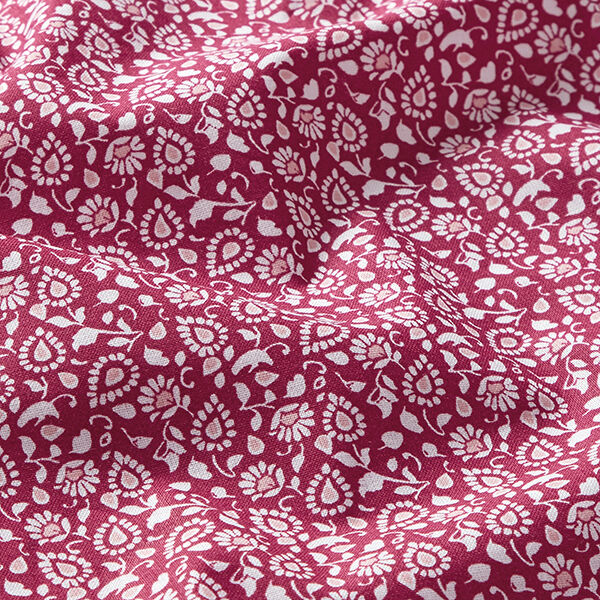 Bomullstyg Kretong Paisley – bordeauxrött, image number 2