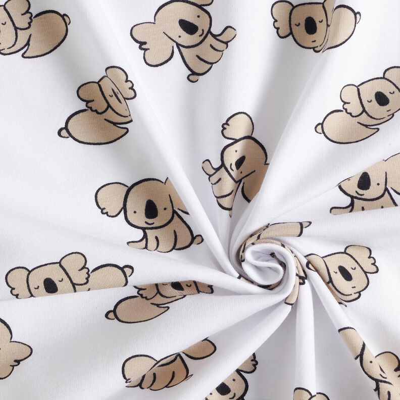 GOTS Bomullsjersey Koalabjörn | Poppy Fabrics – vit/mandel,  image number 3