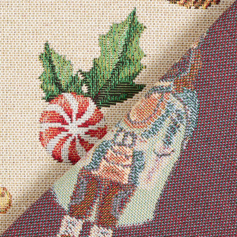 Dekorationstyg Gobeläng Festlig nötknäppare – ljusbeige/röd,  image number 4
