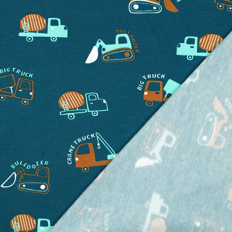 Sweatshirt Ruggad byggplatsfordon | Poppy Fabrics – havsblå/eukalyptus,  image number 4