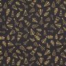 Bomullstyg Kretong eleganta granar – svart/guld,  thumbnail number 1