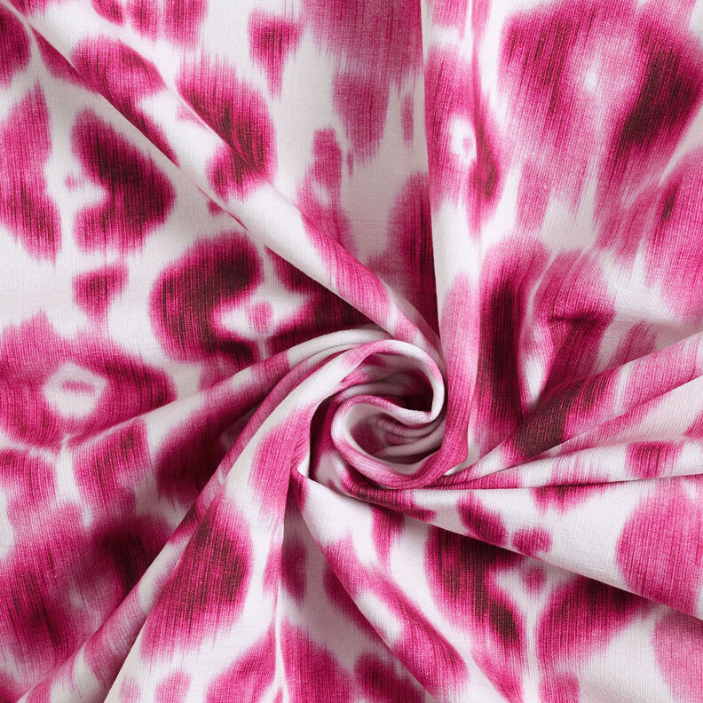 GOTS French Terry Leopardmönster i batik | TCC x LOOKS by Wolfgang Joop – purpur/vit,  image number 5