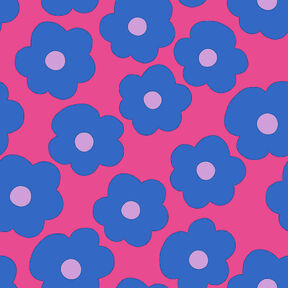 Bomullspoplin Big Flower | Nerida Hansen – intensiv rosa/jeansblå, 