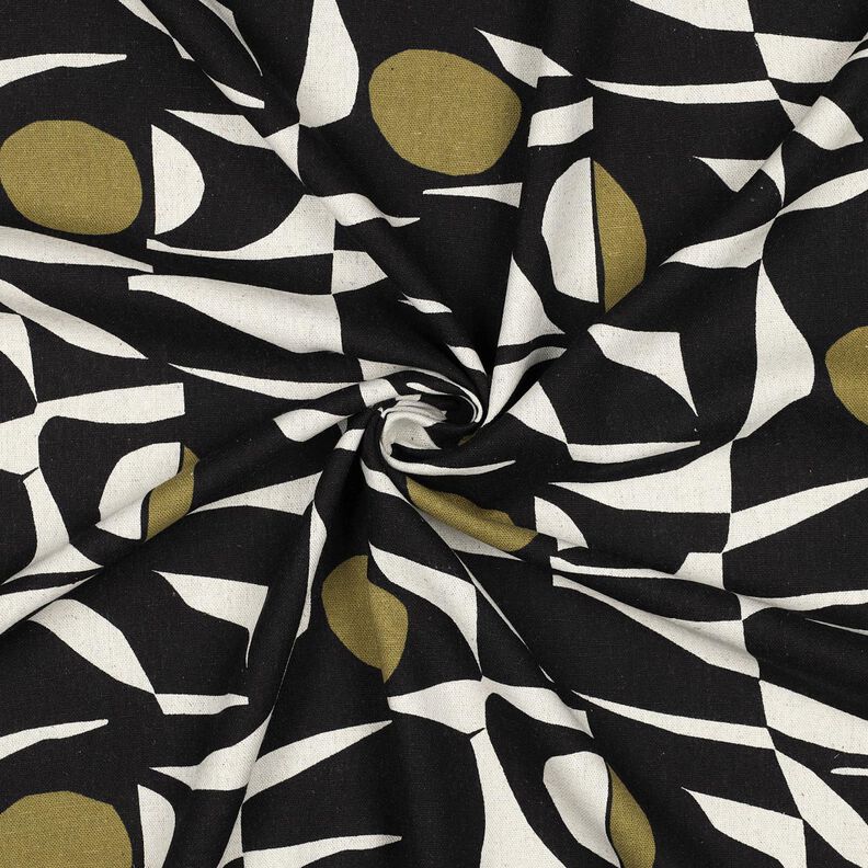 Viskos-linne-mix Geometriska mönster – svart/oliv,  image number 3