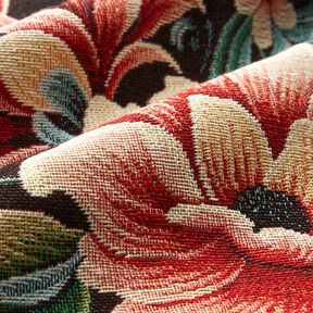 Dekorationstyg Gobeläng drömlika blommor – svart/rött, 