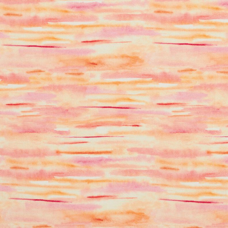 Bomullsjersey Suddiga akvarellränder Digitaltryck – persikofärgad/pink,  image number 1