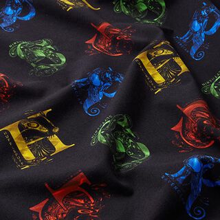 Bomullsjersey Licenstyg Harry Potter, initialer och vapendjur | Warner Bros. – svart, 