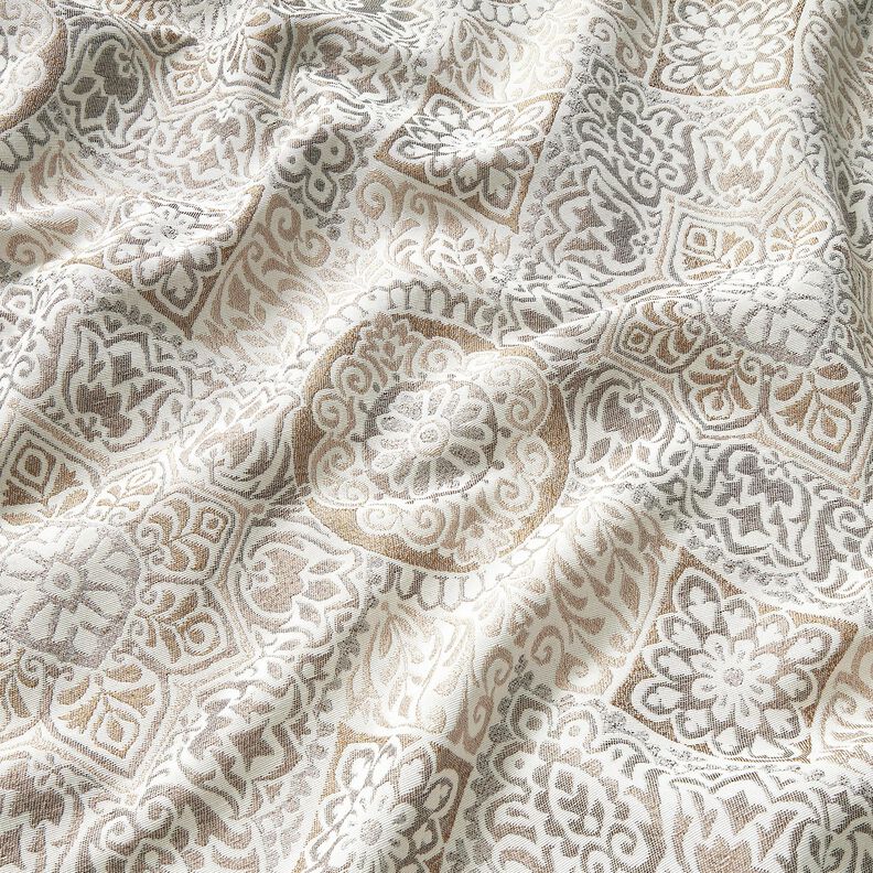 Dekorationstyg Jacquard eleganta kakelplattor – anemon/ljusbeige,  image number 2