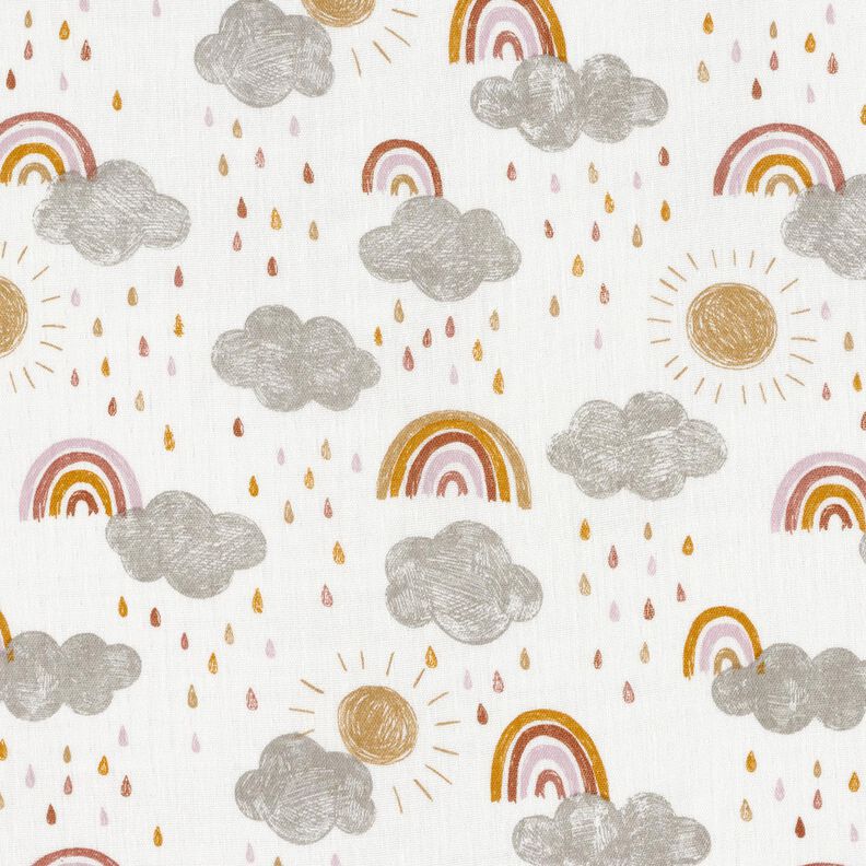 Muslin sol moln regnbågar, slätt – elfenbensvit,  image number 1