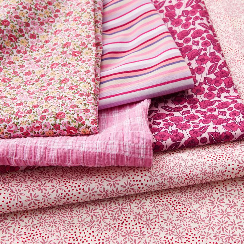 Bomullsjersey spiralränder – fläder/pink, image number 5