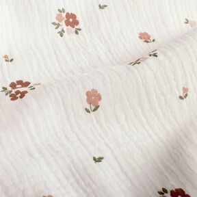 Muslin/Dubbel-krinkelväv blommor – vit, 