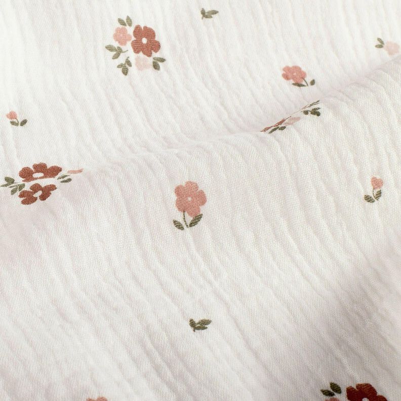Muslin/Dubbel-krinkelväv blommor – vit, image number 2