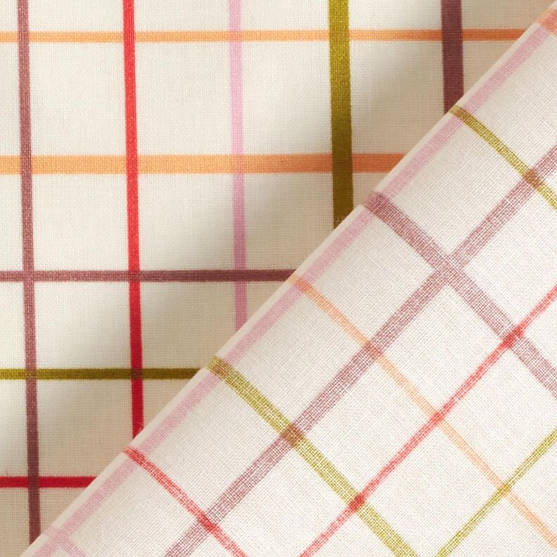 Behandlad bomull Färgglada rutor – beige/röd,  image number 5