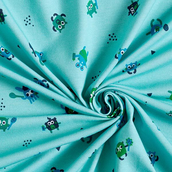 Bomullsjersey Babymonster | PETIT CITRON – ljus turkos, image number 3