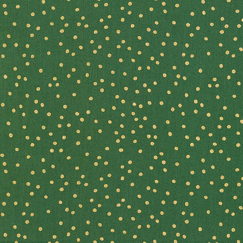 Bomullstyg Poplin fina prickar – grön/guld, image number 1