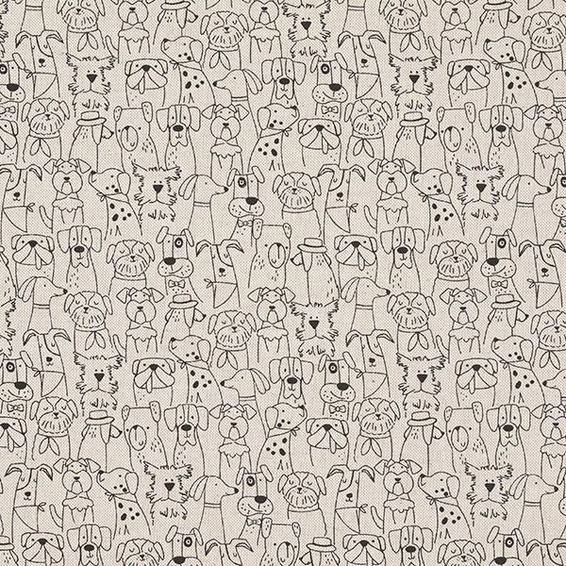 Dekorationstyg Halvpanama tecknade hundar – svart/natur,  image number 1