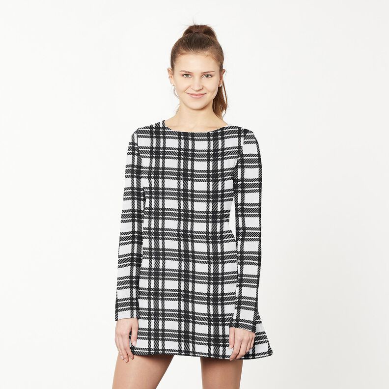 Stickad jacquard rutigt struktur – svart/vit,  image number 5