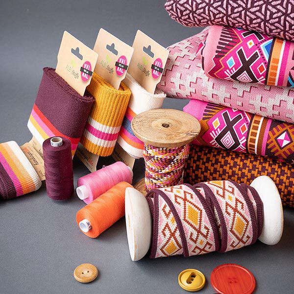 GOTS Ribbade muddar CUFF ME COLLEGE [ 140 cm | 7 cm ] | Albstoffe – bordeauxrött/rött,  image number 7
