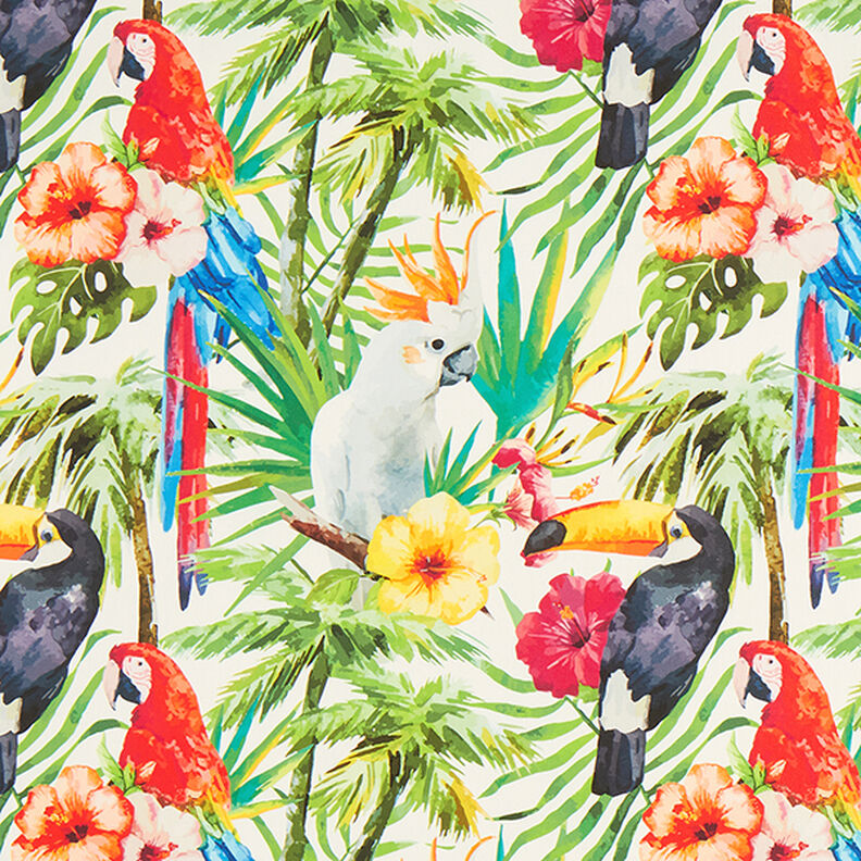 Outdoortyg Canvas Tropiska fåglar – vit/grön,  image number 1