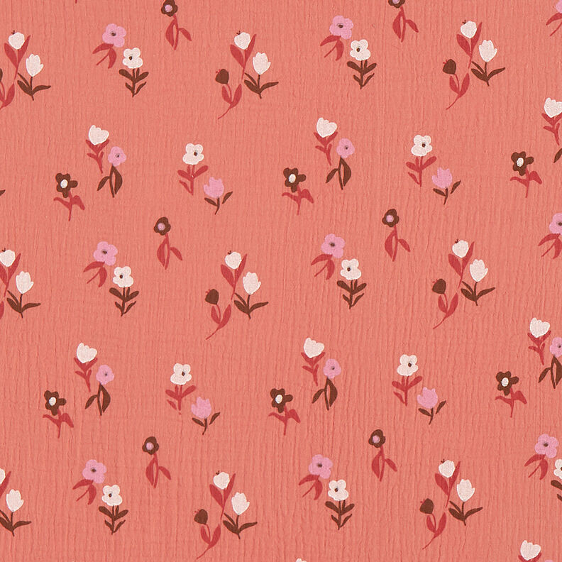 Muslin/Dubbel-krinkelväv Små blommor – koppar,  image number 1