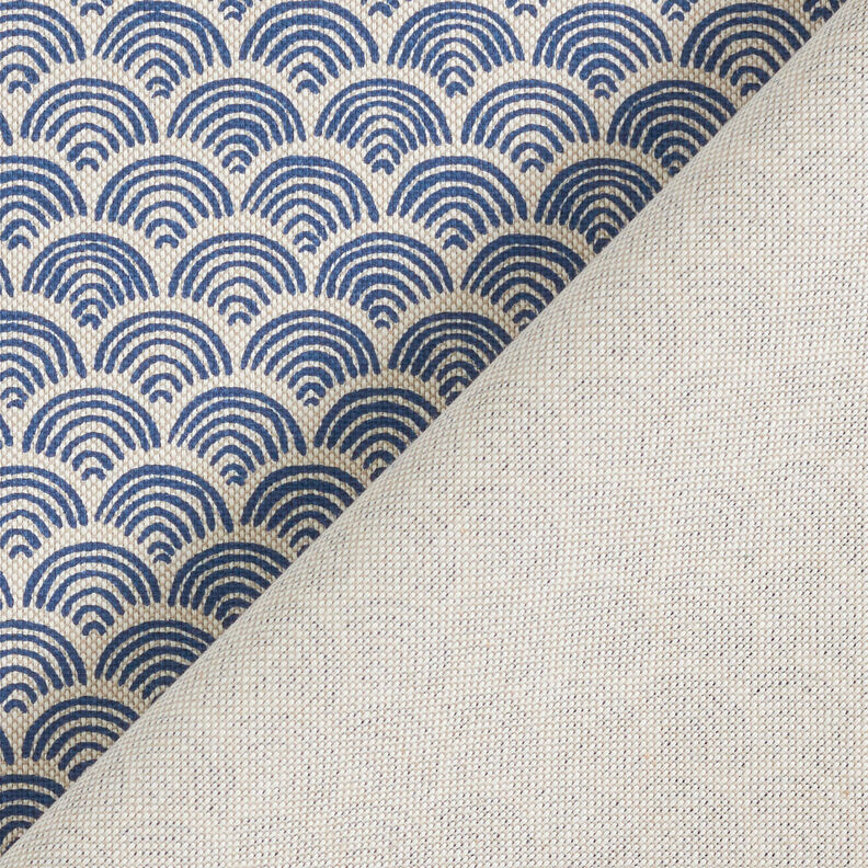 Dekorationstyg Halvpanama Vågrosetter – natur/indigo,  image number 4