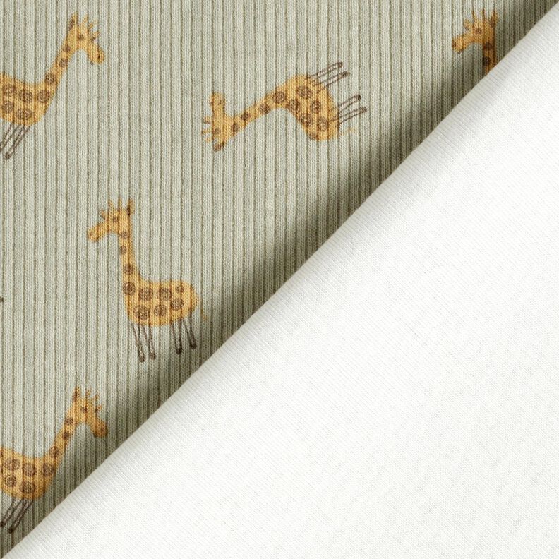 Ribbad jersey Söta giraffer – khaki,  image number 4
