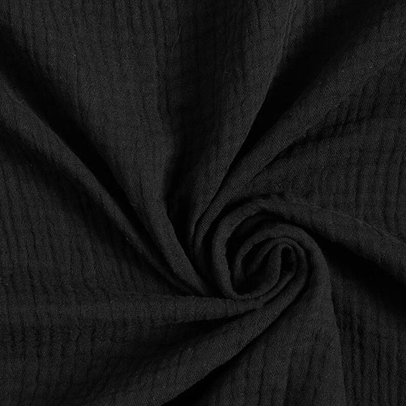 GOTS Bomullsmuslin i tre lager – svart,  image number 1