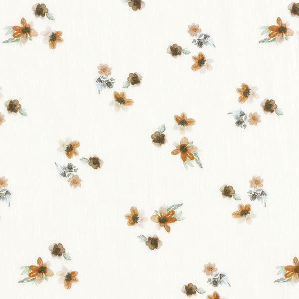 Muslin/Dubbel-krinkelväv spridda akvarellblommor Digitaltryck | by Poppy – natur, image number 1