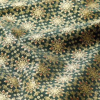 Bomullstyg Poplin orientaliska stjärnor – grangrön/guld, 