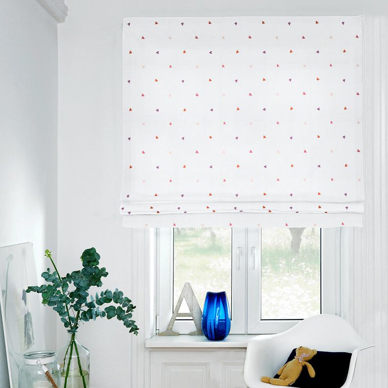 Muslin/Dubbel-krinkelväv broderade hjärtan | Poppy Fabrics – vit/rose, image number 6
