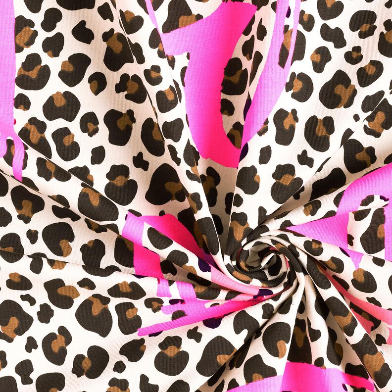 French Terry Sommarsweat lejon och neonhjärtan – cashew/neonpink, image number 3
