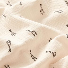Muslin/Dubbel-krinkelväv söta giraffer – vit, 